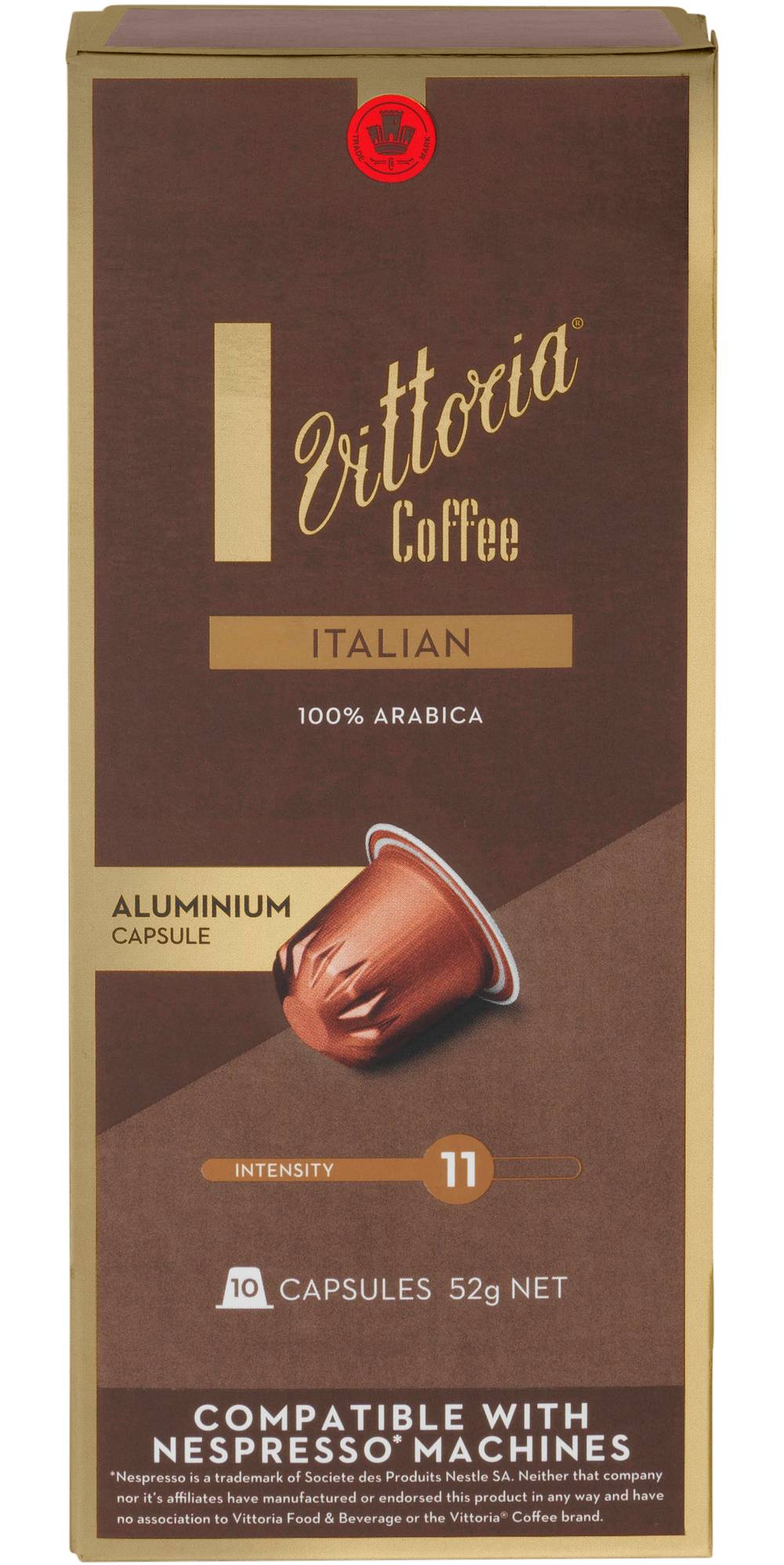 Vittoria Coffee Italian Nespresso Compatible Coffee Capsules (52g, 10 pack)