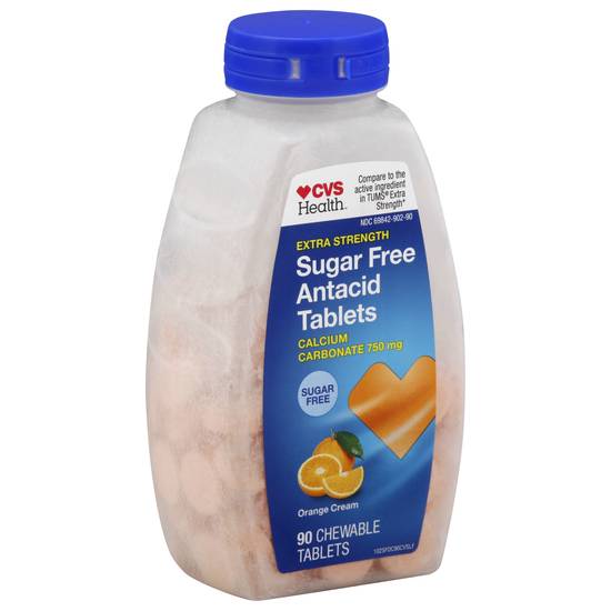 Cvs Orange Cream 750 mg Extra Strength Sugar Free Antacid Chewable Tablets (90 ct)