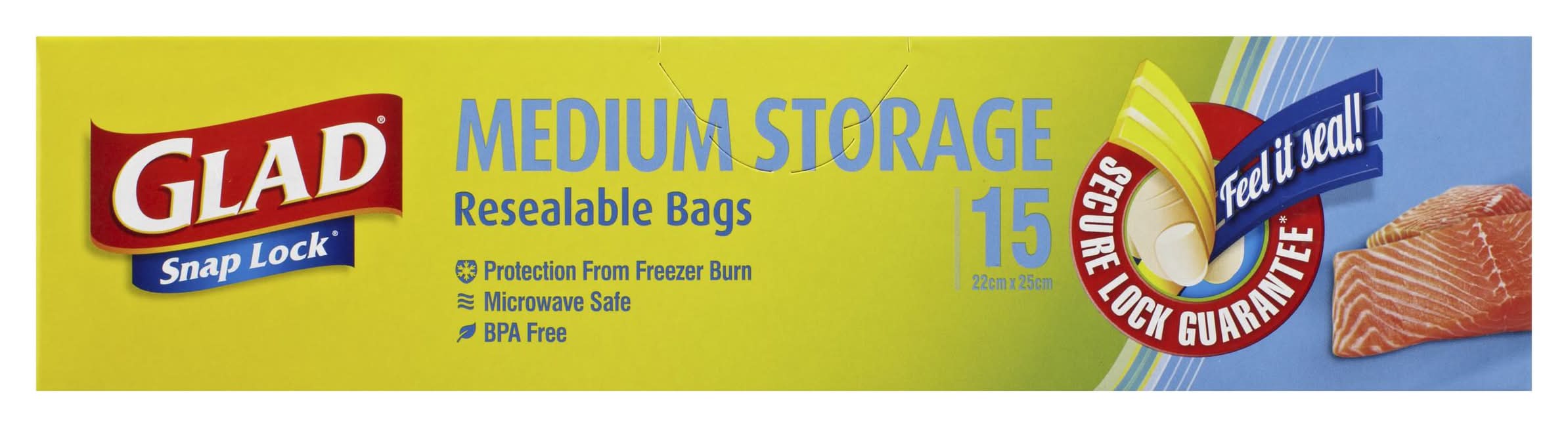 Glad Snap Lock Medium Storage Resealable Bags (15 pack)
