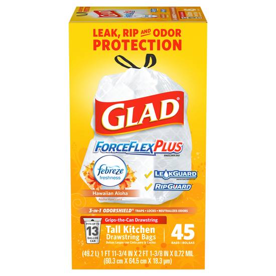 Glad Tall Kitchen 5 Day OdorShield Trash Bags With Febreze