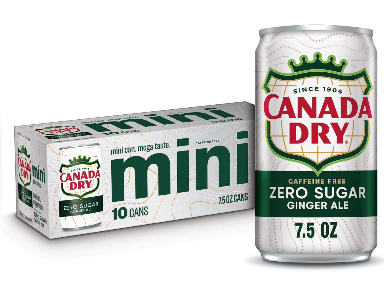 Canada Dry Mini Zero Sugar Ale Soda, Ginger (10 x 7.5 fl oz)