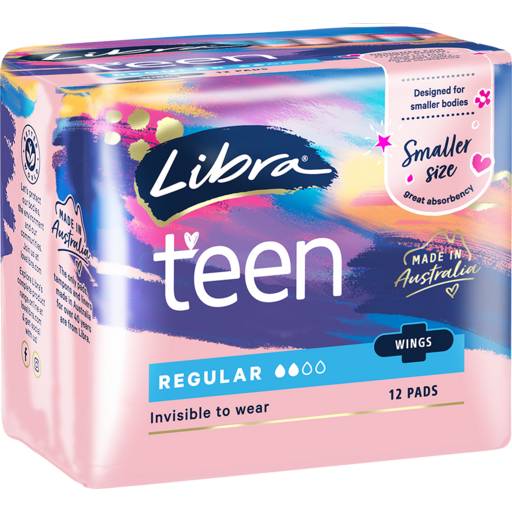 Libra Girl Regular Pads With Wings, Small (12 pack)