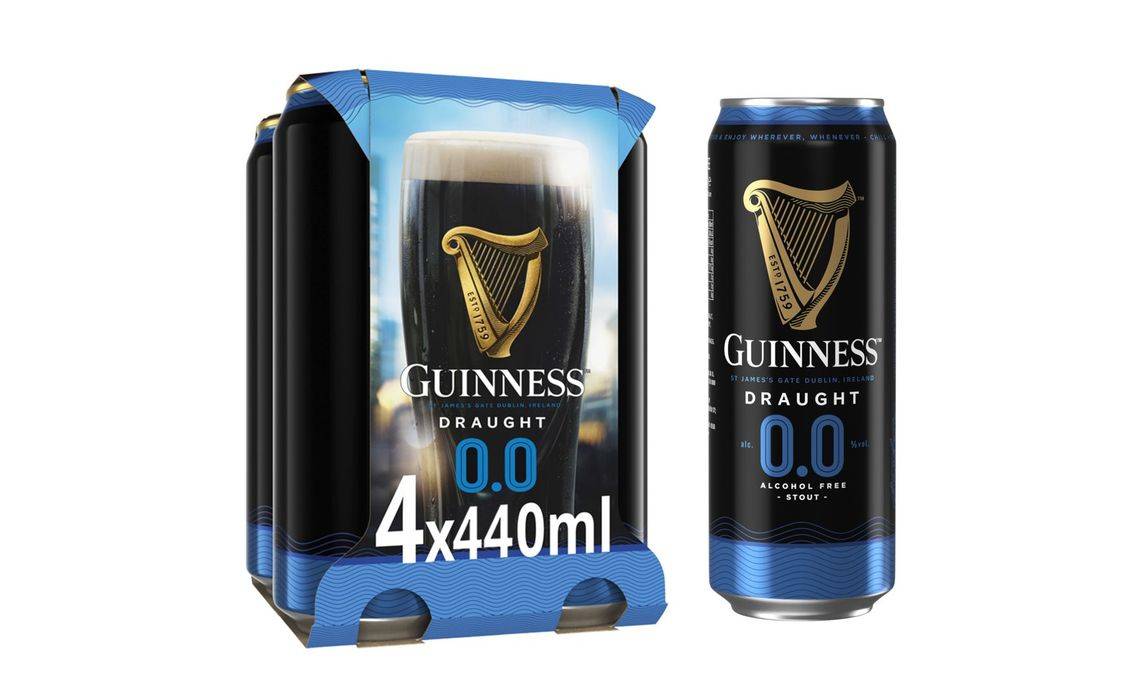 SAVE 50p: Guinness Draught Alcohol Free Stout Beer 0.0% Vol 4 X 440ml Cans (404765)