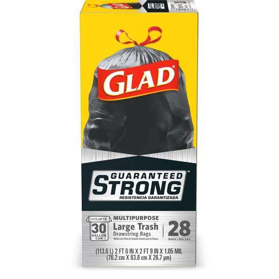 Glad Large Drawstring 30 Gallon Trash Bags (28 ct)