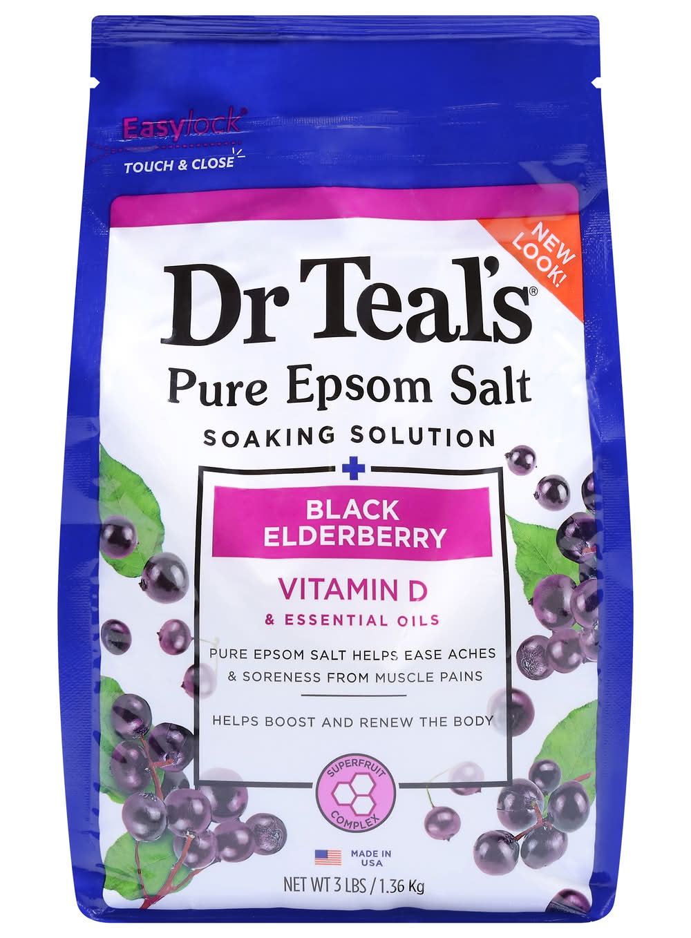 Dr Teal's Black Elderberry Soaking Solution Pure Epsom Salt (3 lbs)