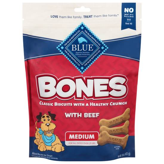 Blue Buffalo Bones Medium Beef Dog Biscuits