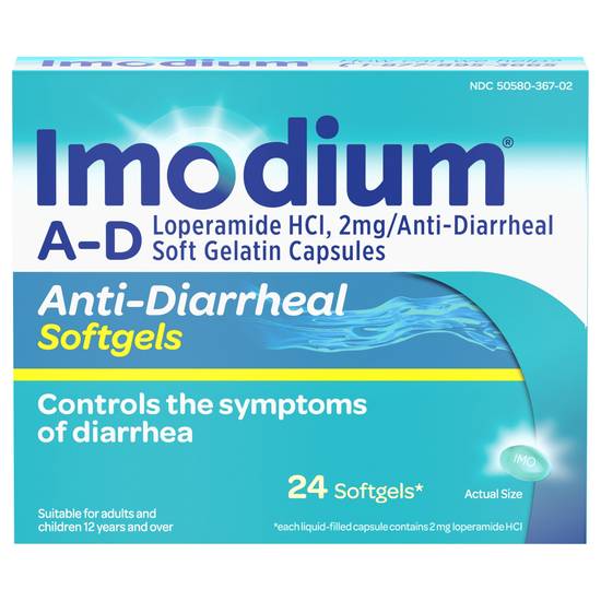 Imodium A-D Anti-Diarrheal Loperamide Hci 2 mg Softgels (24 ct)