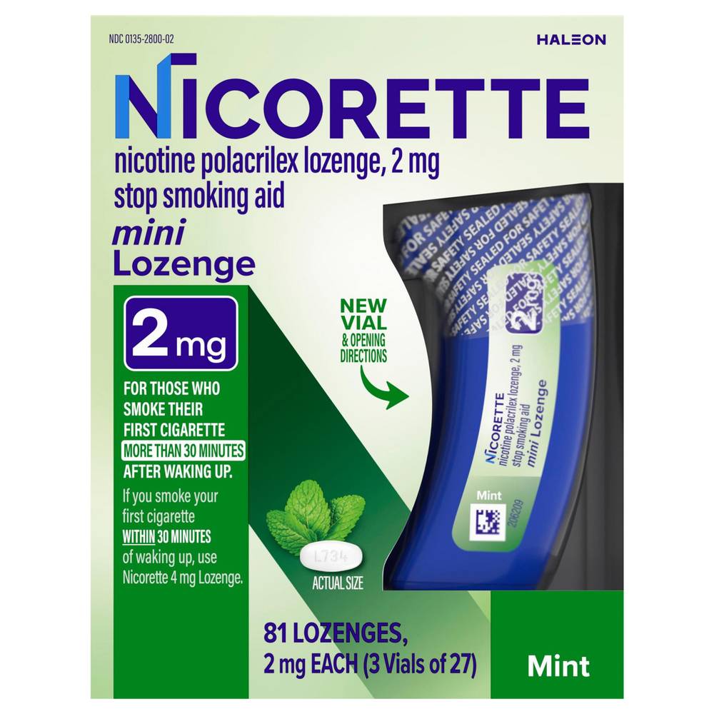 Nicorette Mint Flavor Mini Nicotine Lozenges To Stop Smoking (81 ct)