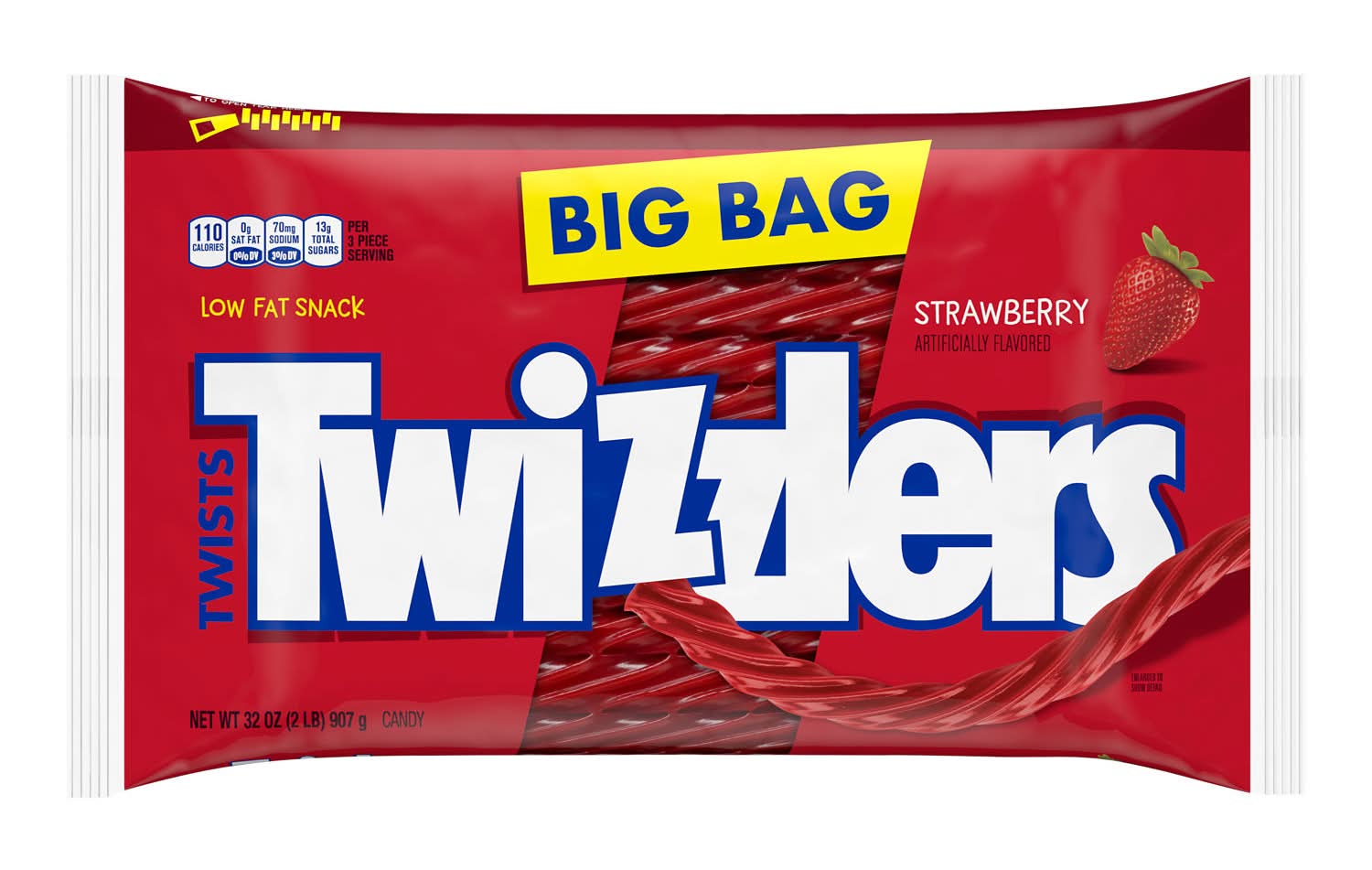 Twizzler's Low Fat Twists Candy Big Bag, Strawberry (32 oz)