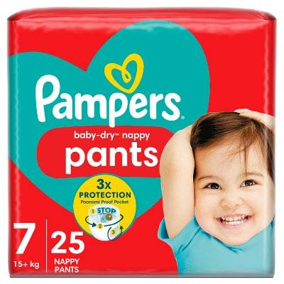 Pampers 7, Baby-Dry Nappy Pants Nappies (25 pack)