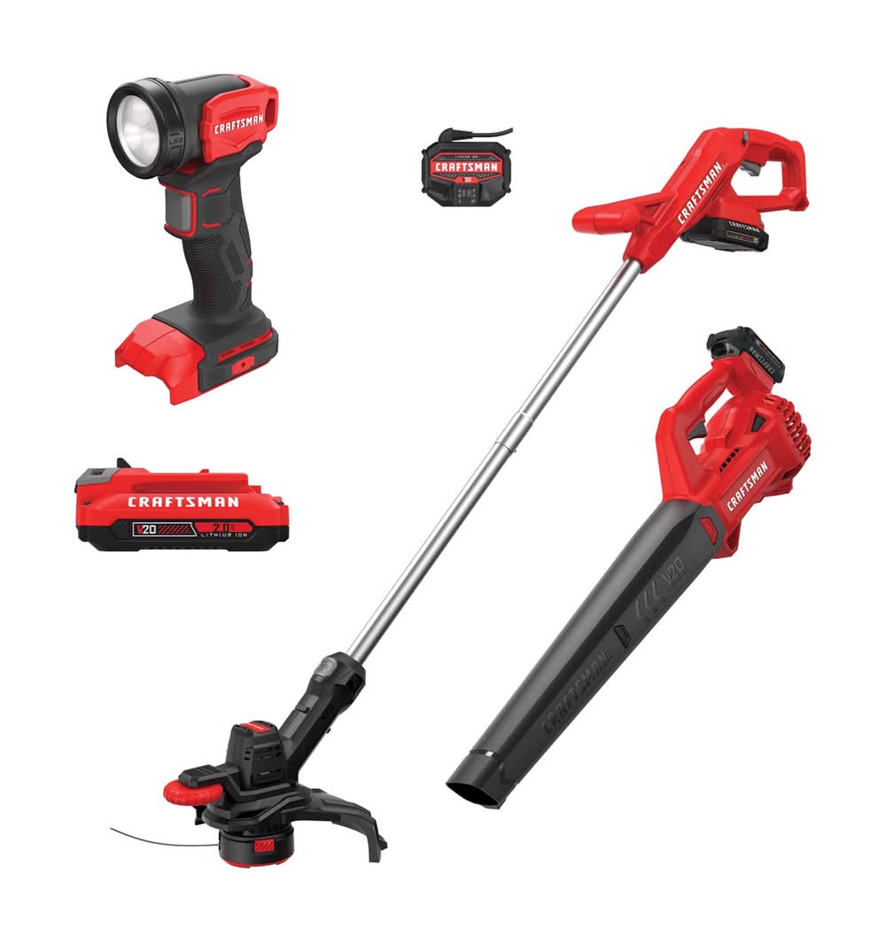 Craftsman V20 Trimmer Blower Combo Kit With V20 2 Ah Battery With V20 Work Light