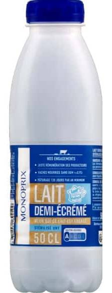 Monoprix - Lait demi-écrémé stérilisé uht (500ml)