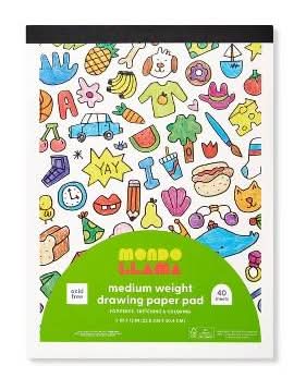 Mondo Llama Medium Weight Drawing Paper Pad, 9" × 12", Assorted