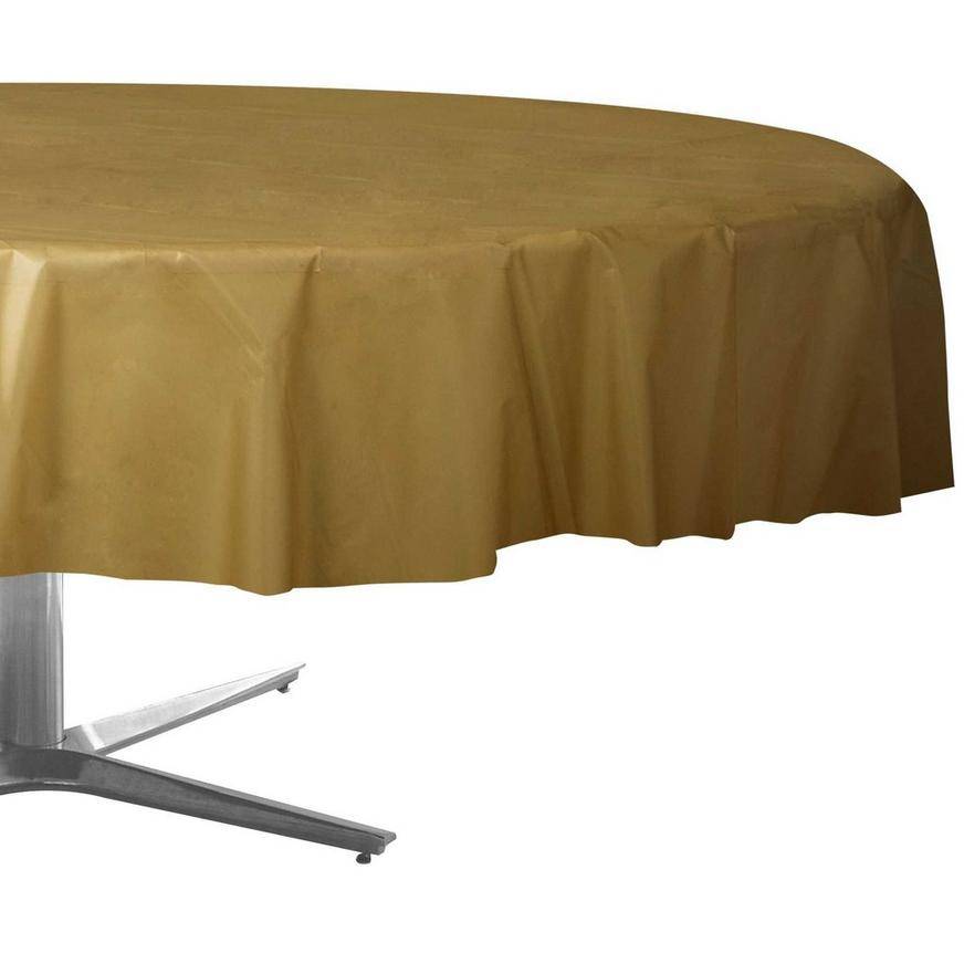 Party City Round Plastic Table Cover (gold)