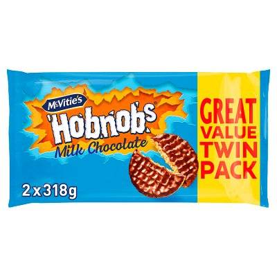 Mcvitie's Hobnobs Milk Chocolate Biscuits Twin pack (2ct)