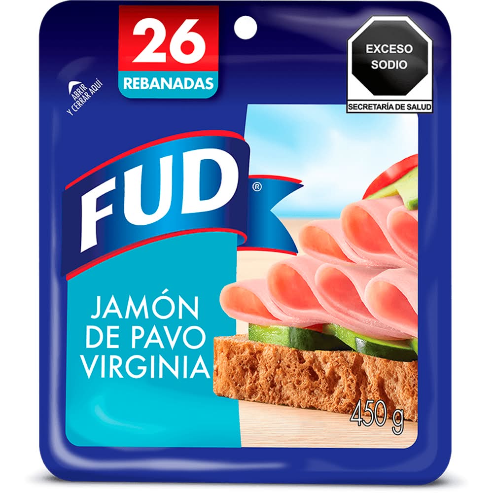 FUD · Jamón de pavo virginia en rebanadas (26 un)