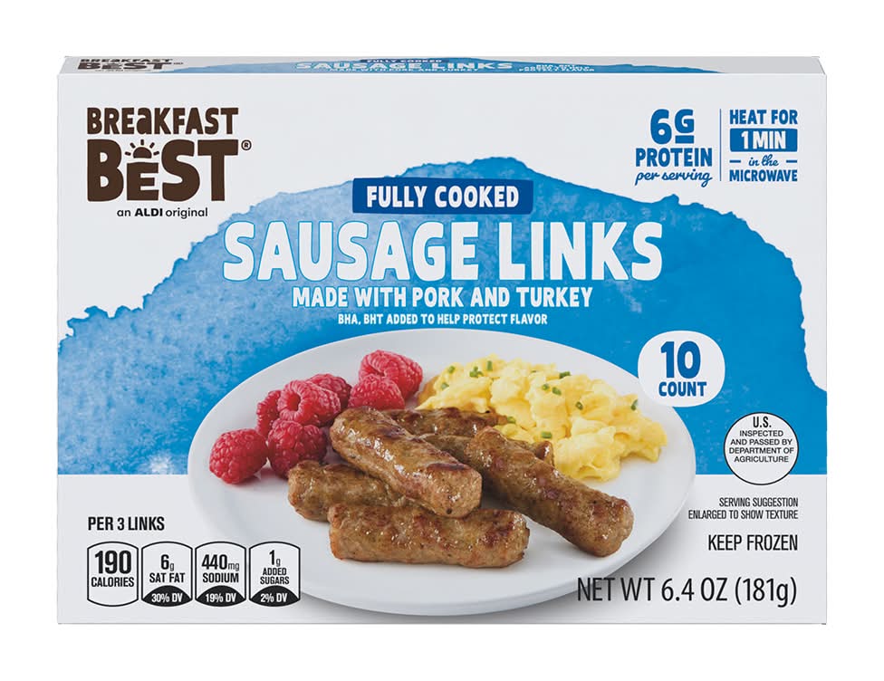 Breakfast Best Fully Cooked Heat N Serve Sausage Links, Original (6.4 oz, 10 ct)