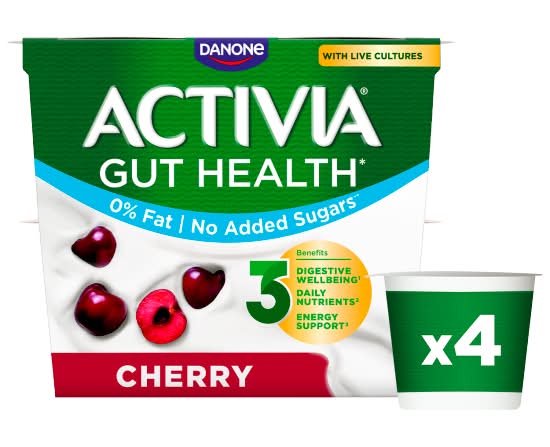 Activia Cherry, Gut Health Fat Free Yogurt (4 x 115g)