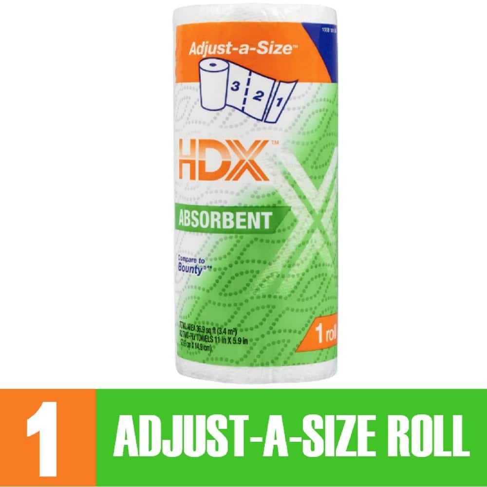 HDX Premium Adjust-A-Size Paper Towel Roll, White