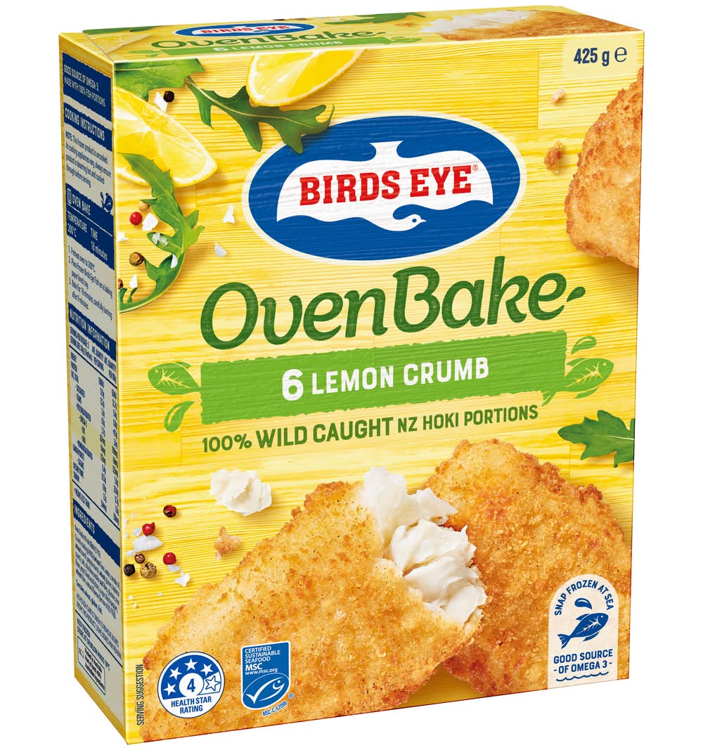 Birds Eye Oven Bake Crumb Fish Fillet, Lemon (425g, 6 pack)