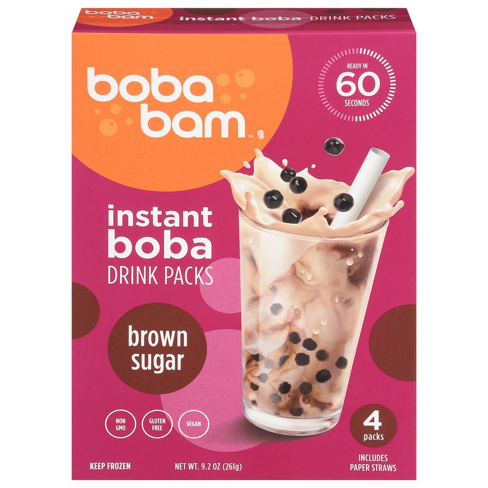 Boba Bam Instant Boba Drink packs, Brown Sugar (9.2 oz, 4 ct)