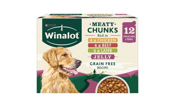 SAVE £1: Winalot Meaty Chunks In Jelly Wet Dog Food Pouches 12 x 100g (400491)