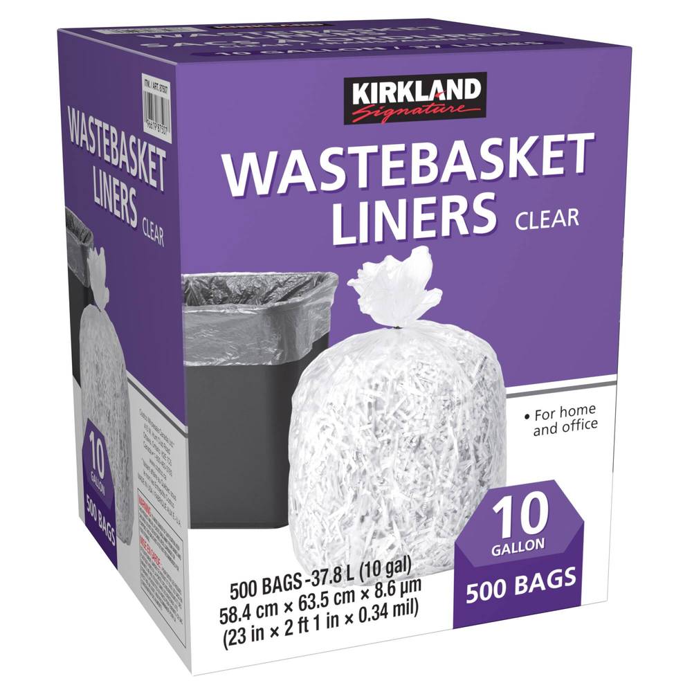 Kirkland Signature 10 Gallons Wastebasket Liner, 500-Pack