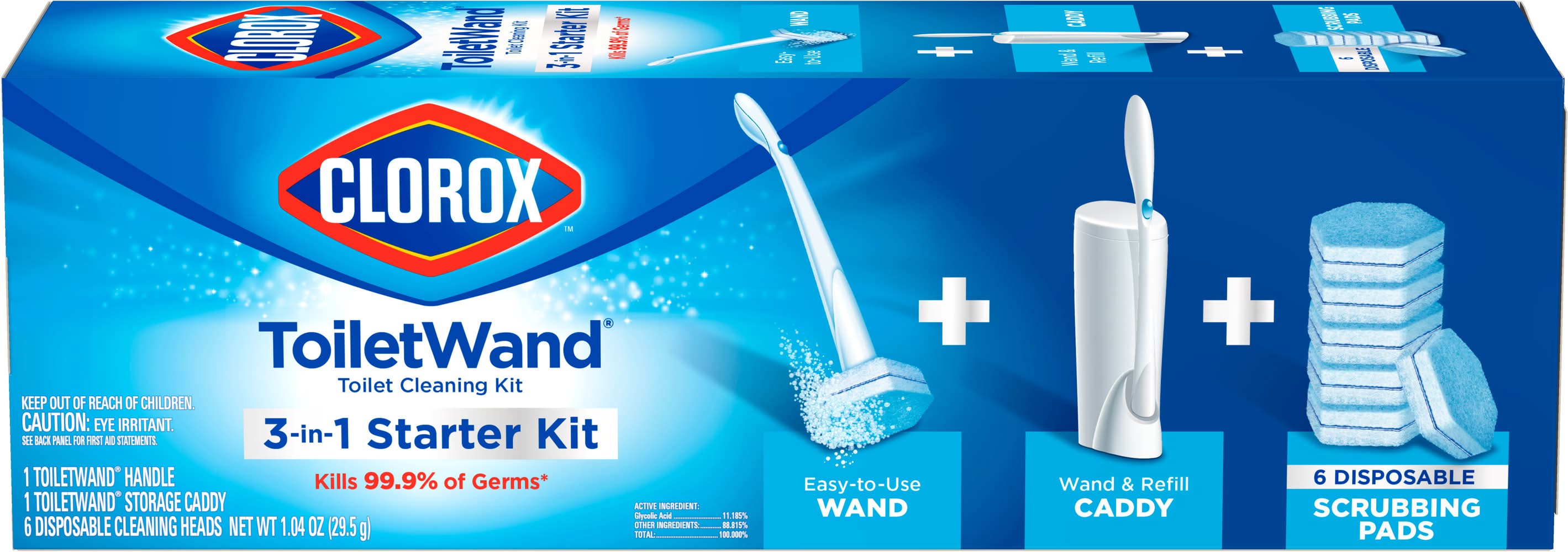 Clorox 3-In-1 Toiletwand Toilet Cleaning Kit (1.04 oz, 6 ct)