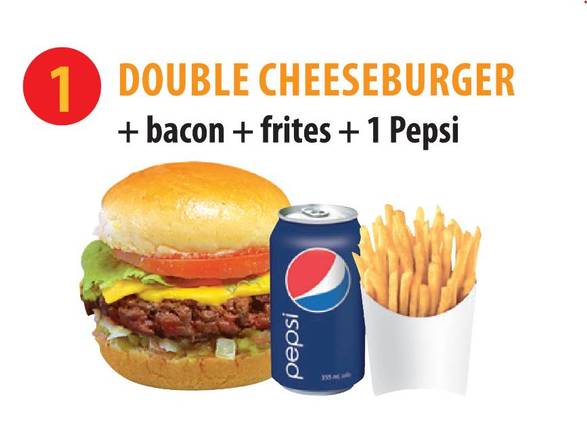 Double Cheeseburger + Frite + 1 Boisson
