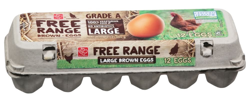 Harris Teeter Free Range Brown Eggs, L (680 g, 12 ct)