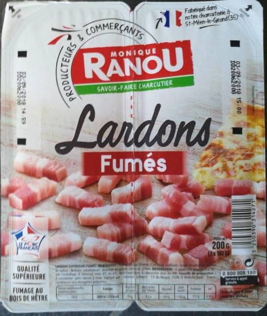 Lardons fumés (2 x 100 g) - monique ranou - 200g (2x 100g)