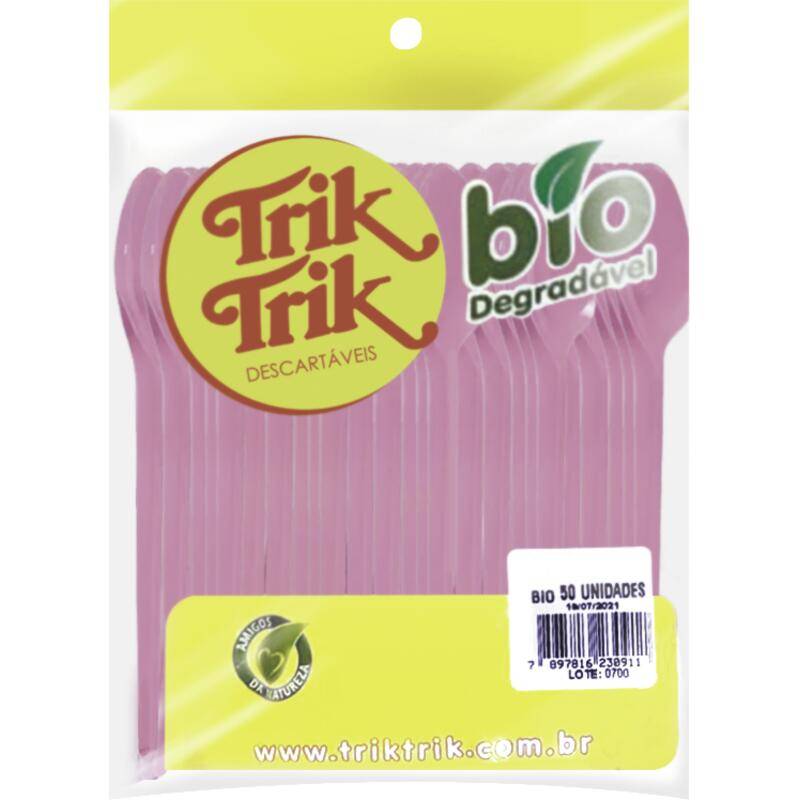 Trik trik colher descartável biodegradável rosa (50 un)