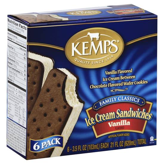 Kemps Vanilla Flavored Ice Cream Sandwiches (6 ct)