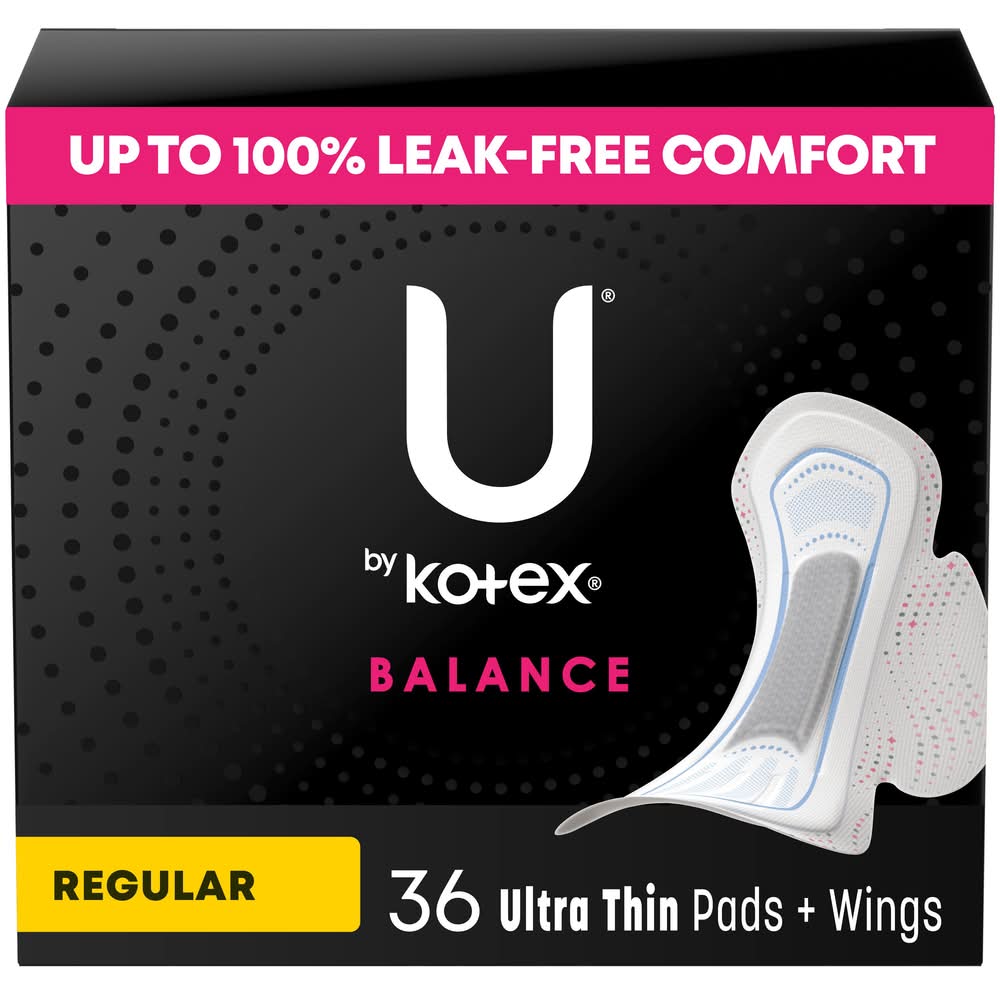 U by Kotex Balance Regular Ultra Thin Pads + Wings (7.9 oz, 36 ct)