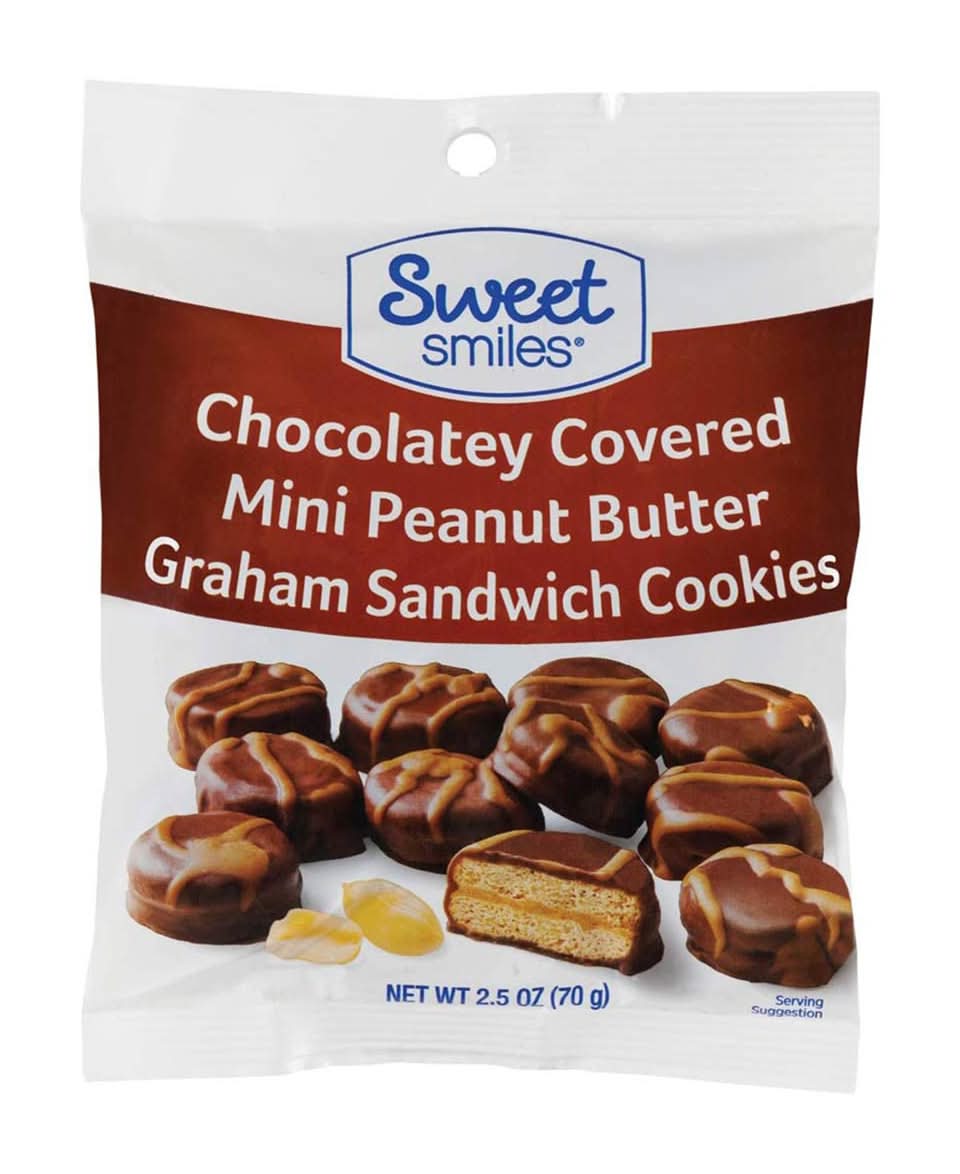 Sweet Smiles Chocolatey Covered Mini Peanut Butter Graham Sandwich Cookies (2.5 oz)