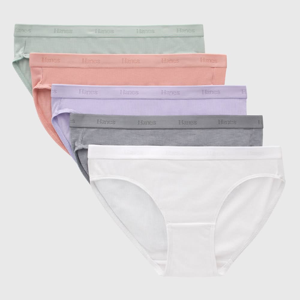 Hanes Girls' Originals Supersoft Bikini Underwear, Women, 12, Assorted (5 ct)