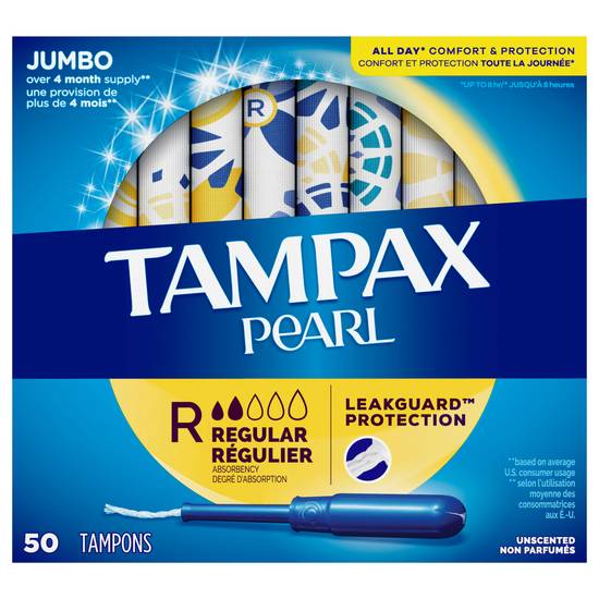 Tampax Pearl Unscented Regular Tampons