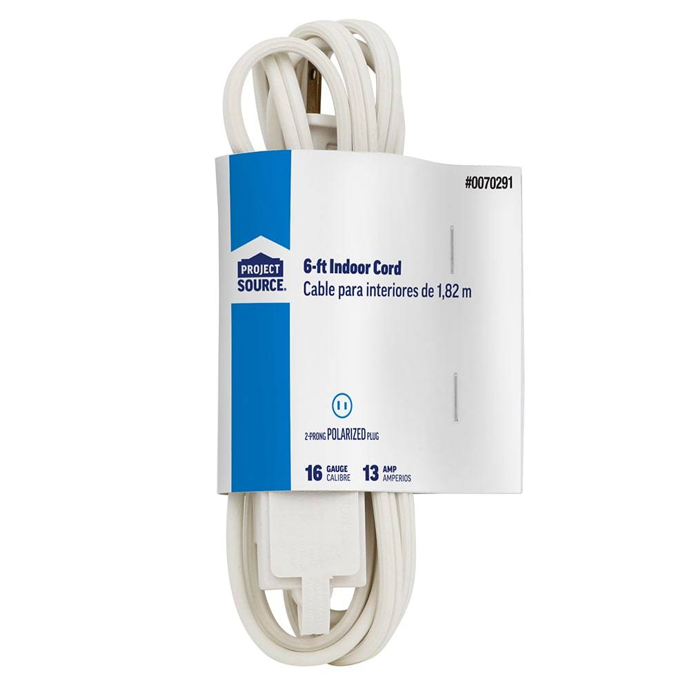 Utilitech Indoor 6-ft 16/2 2 Prong White Indoor SPT-2 Light Duty General Extension Cord | UT660606