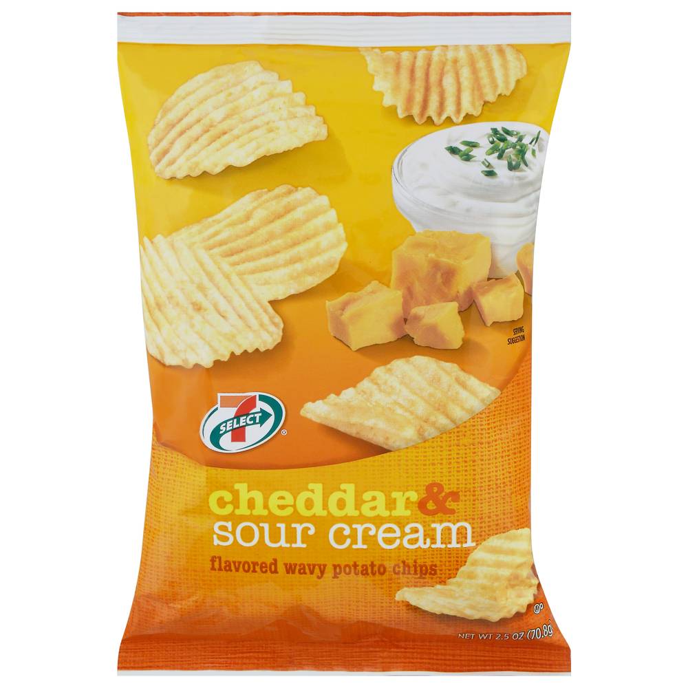 7-Select Wavy Potato Chips, Cheddar - Sour Cream (2.5 oz)