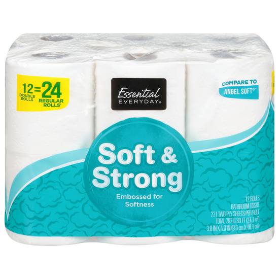 Essential Everyday Soft & Strong 2-ply Double Rolls Bathroom Tissues