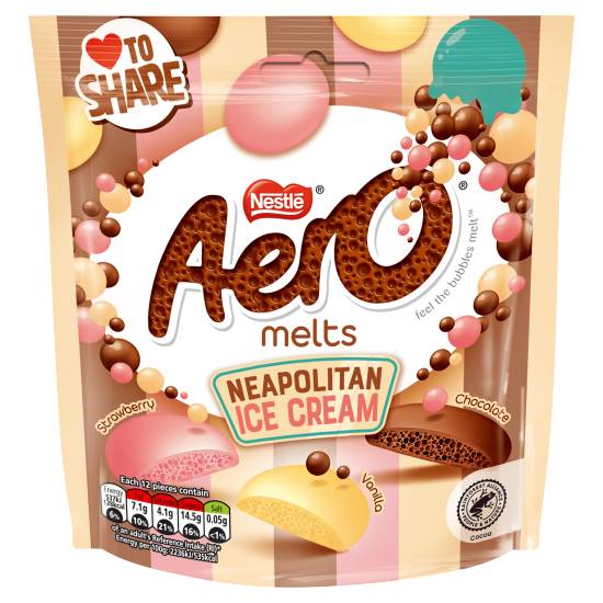 Aero Strawberry-Chocolate-Vanilla, Melts Neapolitan Ice Cream (86g)