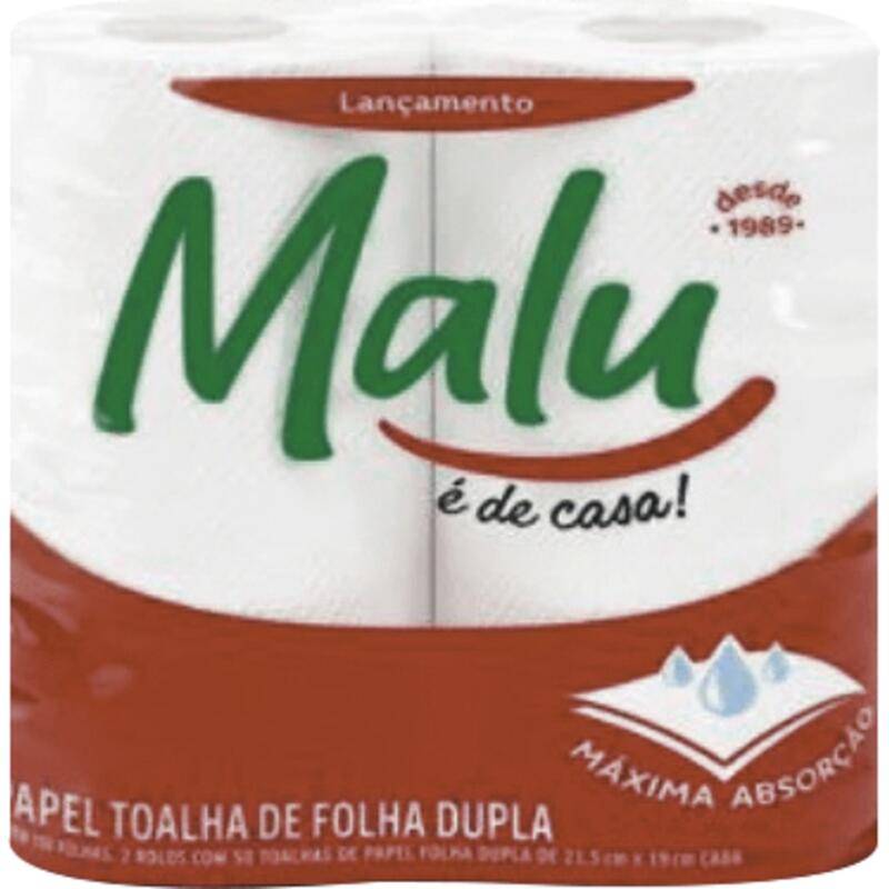 Malu papel toalha de folha dupla (2 rolos)