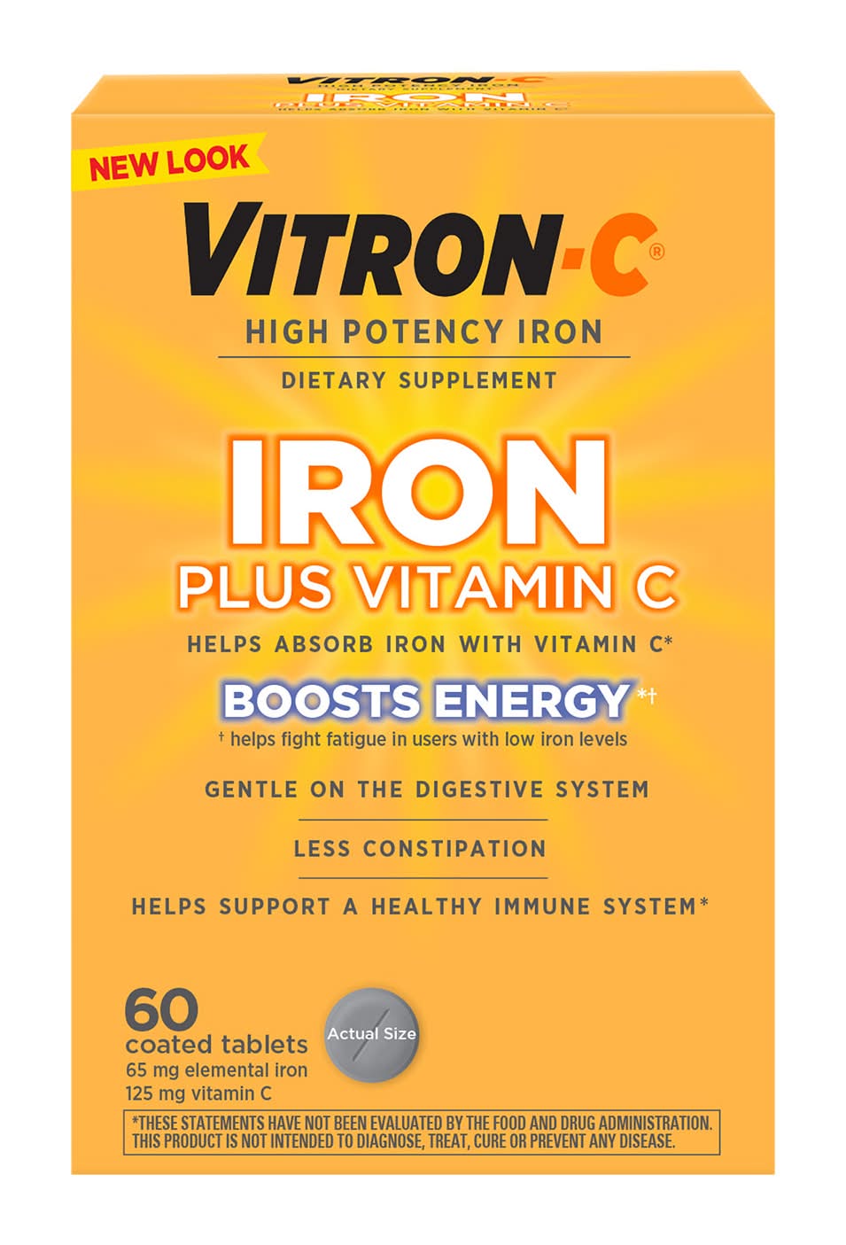 Vitron-C High Potency Iron Plus Vitamin C Tablets (1.76 oz, 60 ct)