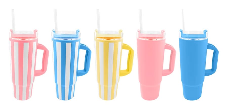 Tumbler With Handle & Straw, Assorted