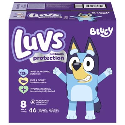 Luvs Platinum Protection Bluey Baby Diapers, Stage 8 (46 ct)