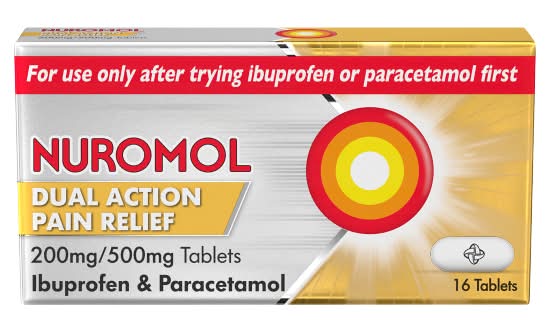 Nuromol Dual Action Pain Relief Ibuprofen & Paracetmol Tablets (16 pack)