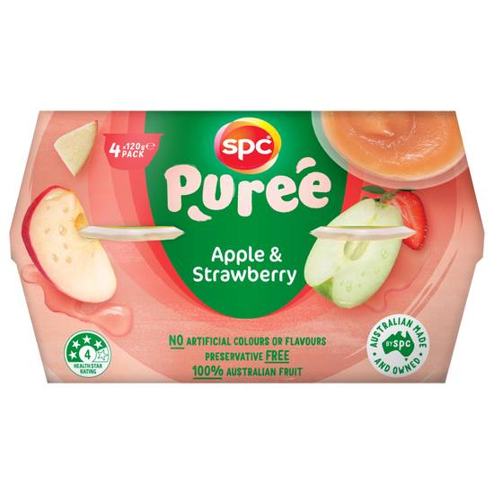 Spc Apple & Strawberry Puree Cups (4 Pack) 120g