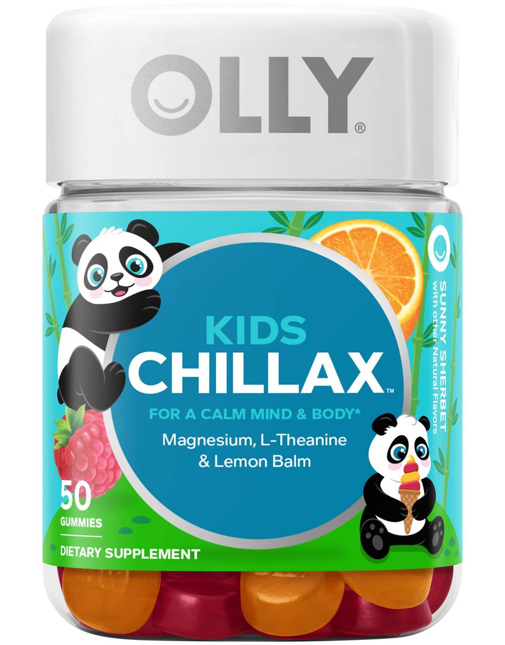 Kids Chillax Gummies With Magnesium - Supports Calm Mind & Body - Sunny Sherbet (50 Gummies)