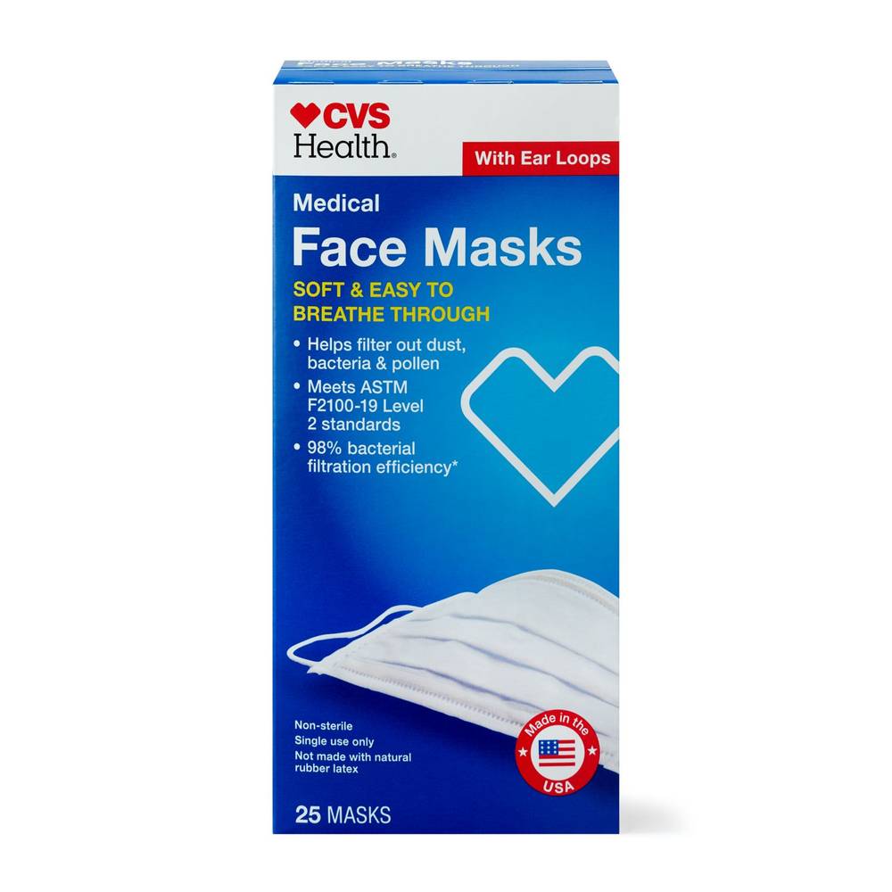 CVS Health Medical Face Masks With Ear Loops (25 ct)