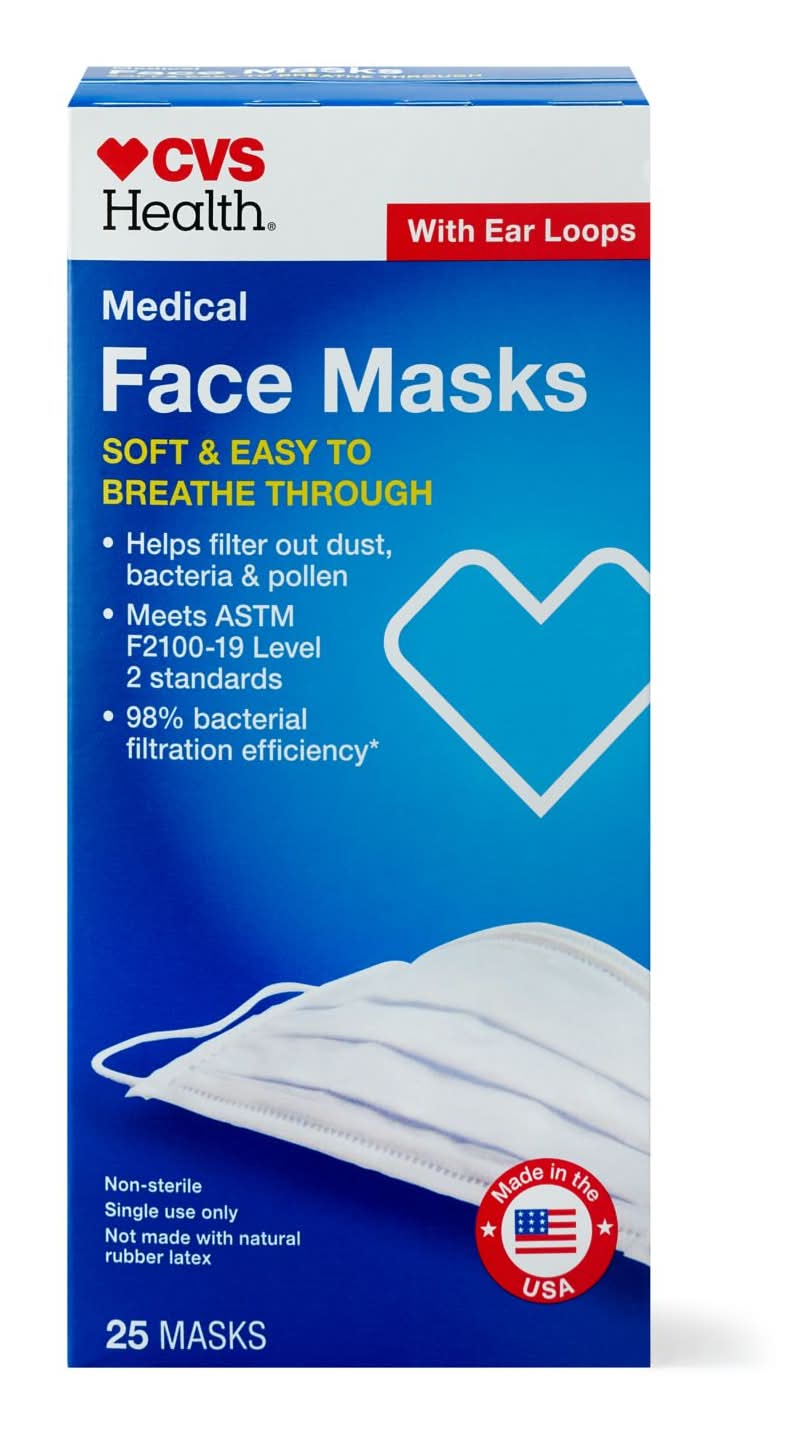 CVS Health Medical Face Masks With Ear Loops (25 ct)